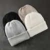 Femme lapin fourrure tricoté chapeau pour femmes hiver bonnets chapeau femme fille mode solide Bonnet épais chaud doux Skullies casquette