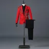 三次元二字形モザイクダイヤモンドブレザー男性フォーマルドレス最新のコートパンツデザインスーツウェディングスーツ