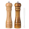 2 stuks 8 inch verstelbare houten zout en pepermolen, keramische molen hand shaker kruidenmolens met 1 stks reinigingsborstel 210611