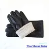 Mode cuir gants en peau de daim hommes Style rétro cousu à la main droite marron laine doublure automne chaud doigt gants