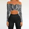 Nowe Damskie Bluzka Off Ramię Cropped Tank Tops Kobiety Sexy Snake Skin Print Crop Top Ladies Streetwear Podstawowe Tees Camis 2019 X0507