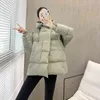 겨울 두꺼운 따뜻한 아래로 코트 여성 대형 후드 푸드 재킷 여성 박쥐 슬리브 플러스 크기 캐주얼 느슨한 오버 코트 레이디 211108