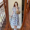 L-4XL Plus Storlek Sommar Kvinnor Casual Printing Dress Kortärmad Streetwear High Waist V Neck Koreansk stil Klänningar Vestidos 210515