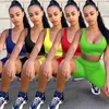 Fashion Women TracksuitsShorts Outfits Two Piece Sport Set Jogging Suits Club Solid Color Sleeveless Vest Shorts Matching Casual C835