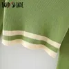 Bold Shade Indie Harajuku Chic Pullover Sweaters Green Knit Crewneck Crop Jumpers Sweater Women Preppy Style Basic Tops Winter X0721