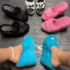 Slippers Luxe Dames Vrouwelijke Hoge hakken Bont Drag Outdoor All-match Schoenen Ronde Kop Wiggen Met Mink