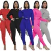 デザイナー女性服2021ファッションラウンドネックスリムフィットスーツツーピースパンツ