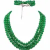 Kolczyki Naszyjnik Kamień Naturalny Jade Biżuteria Zestaw Dla Kobiet 8mm Okrągłe Koraliki Strand Bransoletka Handmade Crystal Multilayers Łańcuch Prezenty A575