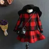 Herbst Winter Ankunft Mädchen Mode Plaid 2 Stück Anzug Mantel + Rock 210528