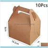 Wrap Event Festive Supplies Home & Garden10Pcs Big Bag With Handle Gift Cake Candy Boxes Kraft Paper Cardboard Box Packaging Wedding Birthda
