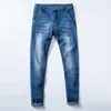 Mens Jeans Verão Fino Algodão Calças Casuais All-Match Stretch Slim Low-Rise Cintura Zipper Denim Calças Lápis Men's201Y