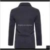 Wełna mieszany odzież wierzchnia płaszcze odzież odzież kropla dostawa 2021 jesień i zimowy styl nosić mężczyzn Mężczyźni Lapel Casual Woolen Cloth Solid Color