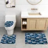 Tapis de sol de salle de bain peint rideau de douche 4 pièces ensemble poisson troupeau polyester prix usine conception experte qualité dernier style état d'origine