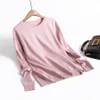 Casual girocollo maglione di cachemire donna pullover bianco rosa maglia femminile ponticelli vestiti invernali ST002 210421