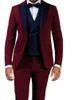 Men's Suits & Blazers 2021 Style Fashion Gentlemen Red Man Slim Fit Groomsmen Tuxedo For Wedding Dinner Party (Jacket+Vest+Pants)