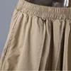 [EAM] Hohe Elastische Taille Große Größe Khaki Gefaltete Lange Hosen Lose Fit Wadenlangen Hosen Frauen Mode Sommer 1DD6479 21512