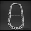 Chains Necklaces & Pendants Jewelry Drop Delivery 2021 20Mm 16-30Inches Men Zircon Cuban Miami Link Cz Clasp Iced Out Gold Sier Hip Hop Chain