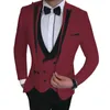 白いスリムフィット男性のための男性のためのスーツのための3つの部分二重胸のナイコット男性のファッションジャケットブラックパンツの結婚式Tuxedo 2021 x0909