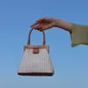 Clip en bois femmes sacs à main Designer sacs de paille luxe rotin épaule sac à bandoulière osier tissé plage sac à main