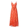 Robe d'été rétro pour femmes avec bouton sexy col en V robes longues robes décontractées robe de plage orange robes irrégulières 210415