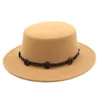 Mistdawn Women Men Boater Hat Sailor Wide Brim Flat Top Caps Blend Wool Size 56-58cm Hatband Bcss Hats