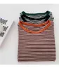 Vintage Striped Kortärmad T-shirts Kvinnor Koreansk Fashion Chic Basic Stretch Casual All Match T-shirt 210519