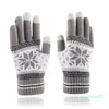 Роскошь - осень и зимний сенсорный экран перчатки для мужчин и женщин мода снежинки пальца добавление плюшевых вязаных теплых перчаток