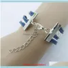 Charm Jewelrywholesale- Sier Armbänder Schmuck Nautischer Ruderanker Blaues Lederseil Armreif A1 Drop Delivery 2021 I7Oyb