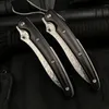 Högkvalitativ Damascuss Pocket Folding Kniv VG10 Damaskus Stålblad Ebony Hantera EDC Ball Bearing Folder Knives