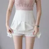 ZOKI mulheres sexy plissado saia verão cintura alta chique uma linha senhoras rosa mini saia coreano zíper estilo preppy meninas saia 210730