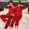 Mannen vrouwen casual huis kleding nachtkleding luxe pyjama pak satijn zijden pyjama sets paar nachtkleding pijama liefhebbers nacht pak 211110