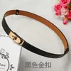 New Designer Women Real Leather 1.8cm Width Belts Golden Silver Lock Buckle Dress Jeans Sweater Waistband Lady Belt A0 Q0625