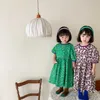 Свежий малыш девочек среднее теленок цветы хлопковое платье для детей детей прекрасный летний сарафан одежда 210529