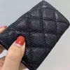 2021 new Fashion temperament Lady Black Classic Caviar Leather Quilted Wallet Small Coin Purse Women Clutch4465497