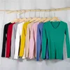 Colorfaith Ne'w Winter Frühling Frauen Pullover Pullover V-Neck Minimalistische Bottoming Rosa Tops Multi Colors SW1053 210914