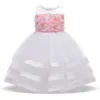 Snörning Formell First Feast Elegant Evening Gown Flower Princess Dress Girls Barnkläder Kids Party For Girl Clothes 210508