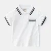 Gentleman stil pojkar t-tröjor polos sommar barn kortärmad t-shirt bomull nedskrivning krage barn casual tröja barn toppar tees