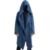 Mens Robe Hooded Cloak Winter Fashion Loose Pocket Warmer Coat Long Sleeve Casual Comfy Warm Outwear Y1106