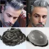 Remy Indian Human Hair 0.06mm Super Thin Skin Medium Density Stock Hairpieces System for Men
