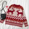 Ugly Christmas Fawn Sweaters Women's Winter Hong Kong Flavor Students Oversi All Match Knit Sweater Top For Fashion 210520