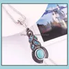 Boucles d'oreilles Collier Ensembles de Bijoux Mode Vintage Motif Bleu Cristal Turquoise Pendentif Pour La Fête Femmes Robes Aessories Vente 10 Drop Deliv