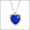 Pendant Necklaces & Pendants Jewelry Romantic The Heart Of Ocean Necklace For Women Blue Red Crystal Shape With Lovers Gemstone Titanic Drop