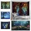 Dream Forest Printed Tapestry Tree Tapestry Family Decoration Väggmonterad Matta Multifunktionell Picnic Blanket BeachTowel 210609