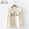 HSA Lente vintage katoenen shirt vrouwelijke oversize womens lange mouw meisjes blouse val plus size vrouwen blouses wit femme bl 210417