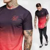 Heren T-shirts Zomer Herfst Straat Pure Kleur Mode Korte Tees Mannelijke Sport Tops Zijde Casual O-hals Siksilk Polo's met korte mouwen Patchwork Gradiënt bedrukt overhemd