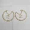 Moda Tasarımcısı Altın Gümüş Saplama Küpe Kadınlar için Moda Marka Çift Harf Geometrik Büyük Halka Küpe Kakma Kristal Rhinestone Eardrop Düğün Takı