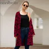 Leopard Print Knitted Long Cardigan Women Sleeve Sweaters Ladies Autumn Winter Casual Loose Female Overcoat 210604