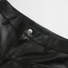 Mode Noir Couleur PU Pantalon En Cuir Femmes Baggy Longue Longueur Casual Harem Pantalon Femme Plissé Plus La Taille Pantalon Pantalon Femme 210414