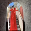 YOSIMI Floor-Length Long Women Dress Red Chiffon Summer V-neck Sleeve Fit and Flare Backless Party Night Dresses 210604
