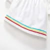 夏の女の子のドレス冬のかわいい長袖虹色oネックa-line vestidos 1-6t 210629